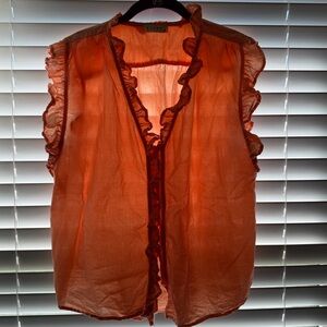 Stark Vibrant Orange Ruffle Blouse